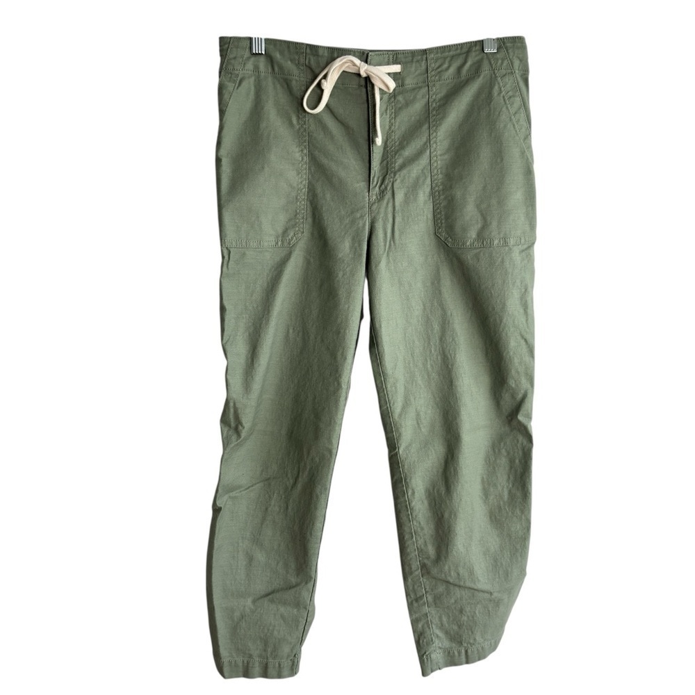 Loft Womens Size 6 Cotton Spandex Seaside Cropped Pant Sage Green Drawstring